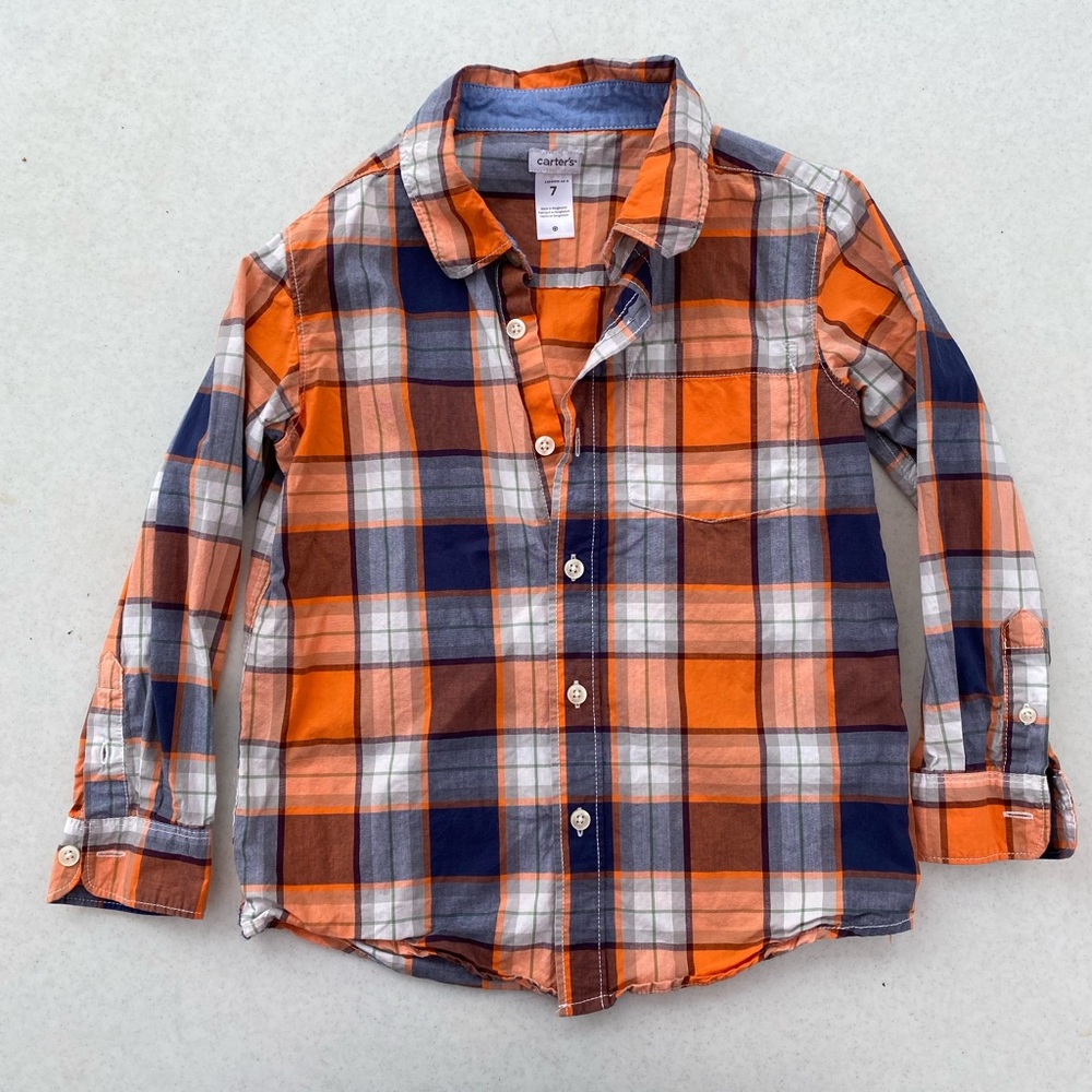 Boys short sleeves plaid button down shirt